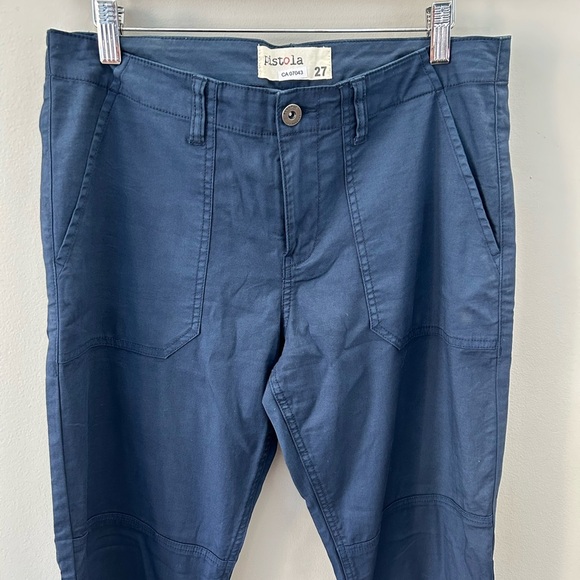 Pistola Dustin Ankle Navy Blue Utility Mid Rise Ankle Zip Cotton Cropped Joggers - Picture 6 of 6